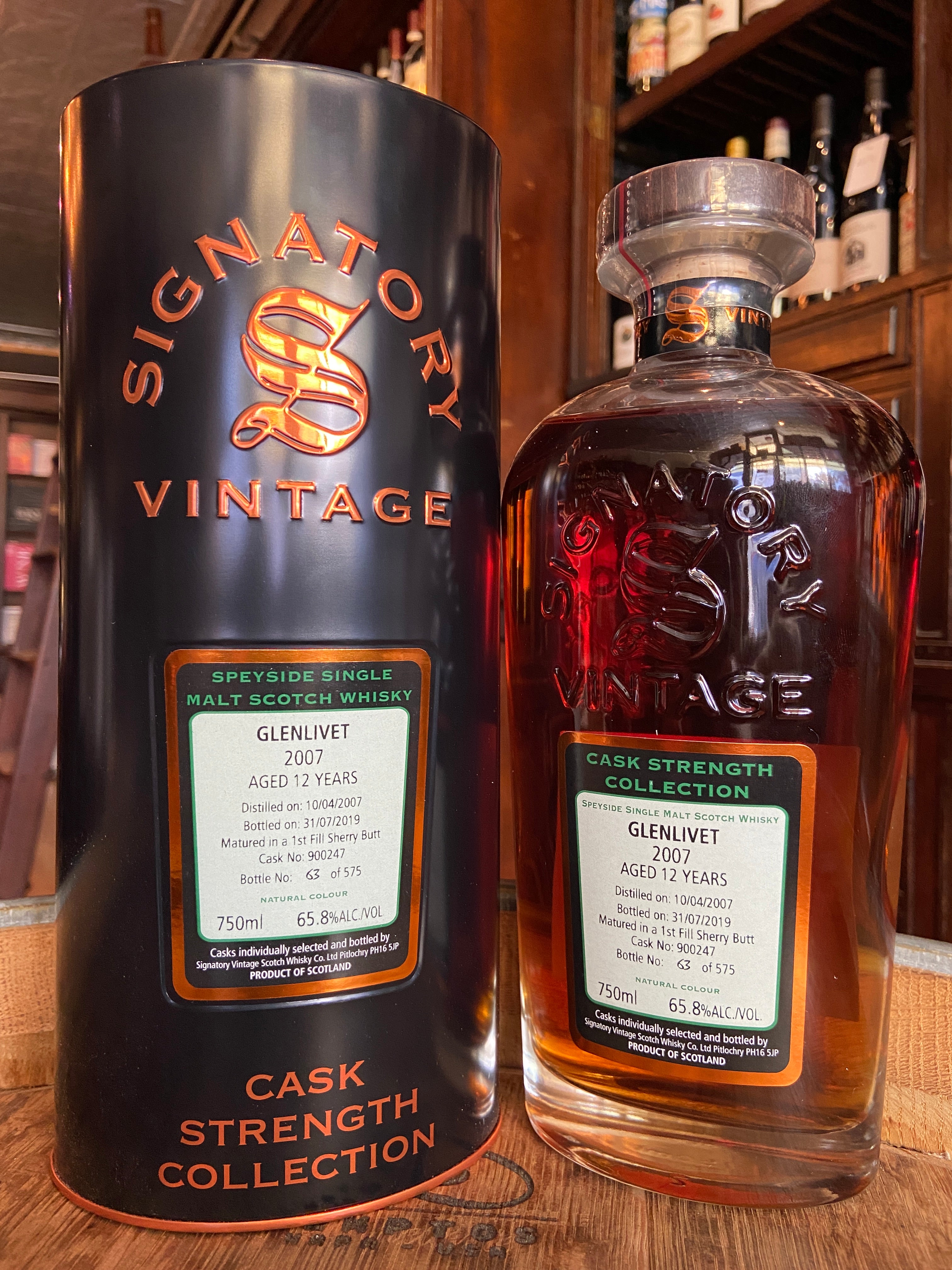 Signatory Glenlivet 12 Year (2007) Speyside Single Malt Cask Strength 1st Fill Sherry (Cask Strength Collection)