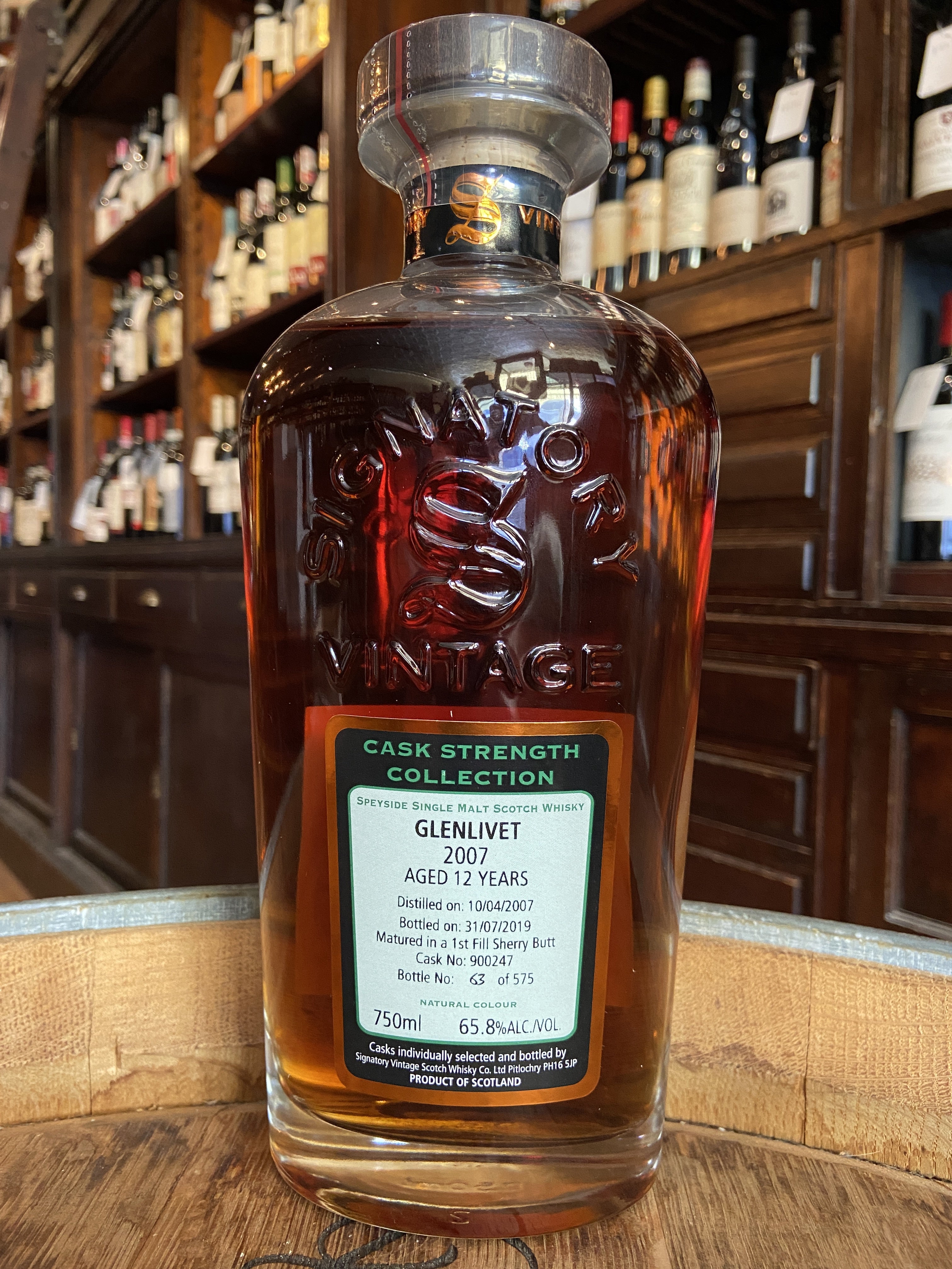 Signatory Glenlivet 12 Year (2007) Speyside Single Malt Cask Strength 1st Fill Sherry (Cask Strength Collection)