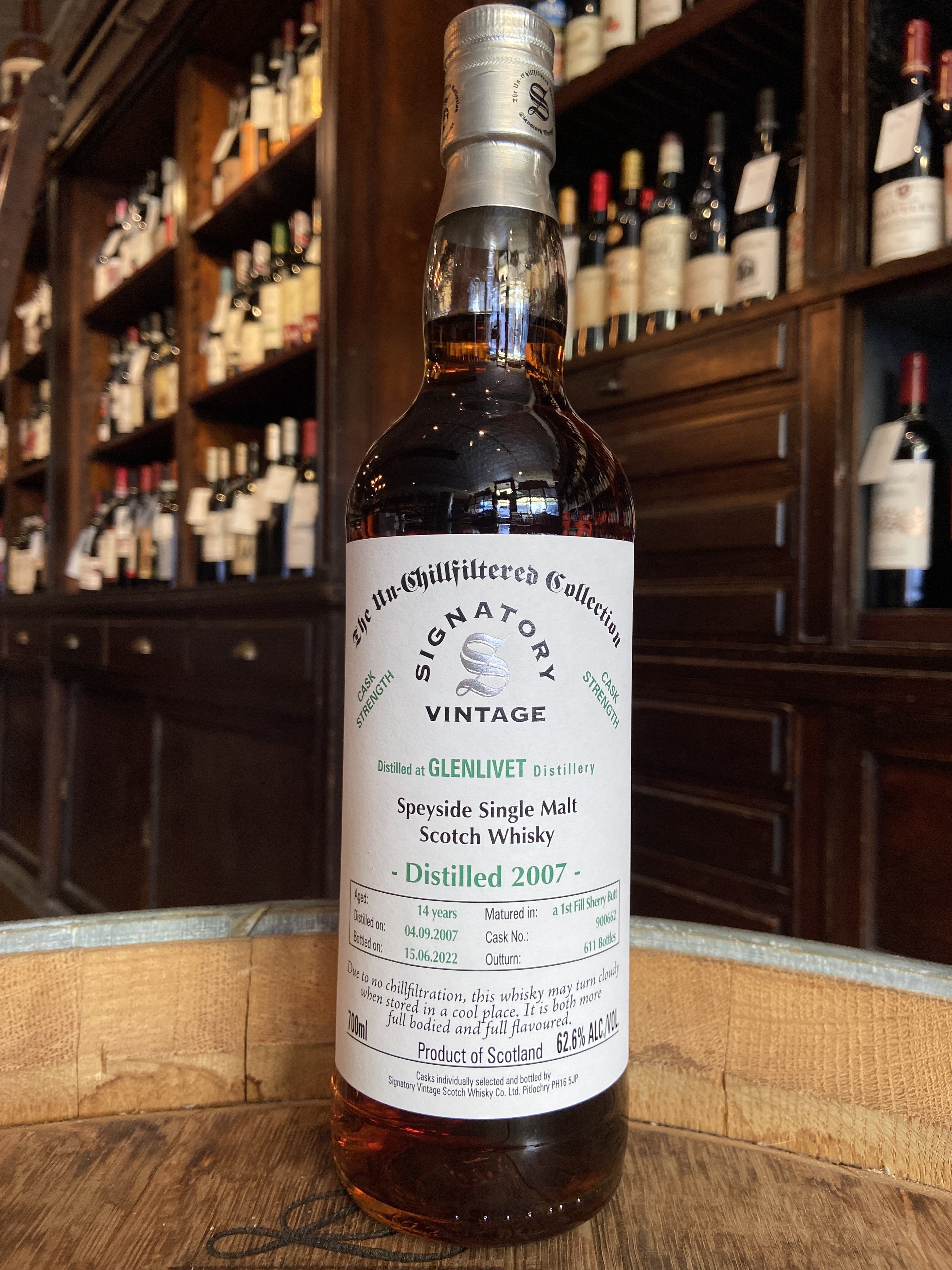 Signatory Glenlivet 14 Year (2007) Speyside Single Malt Cask Strength 1st Fill Sherry (Unchillfiltered Collection) (1 per customer)