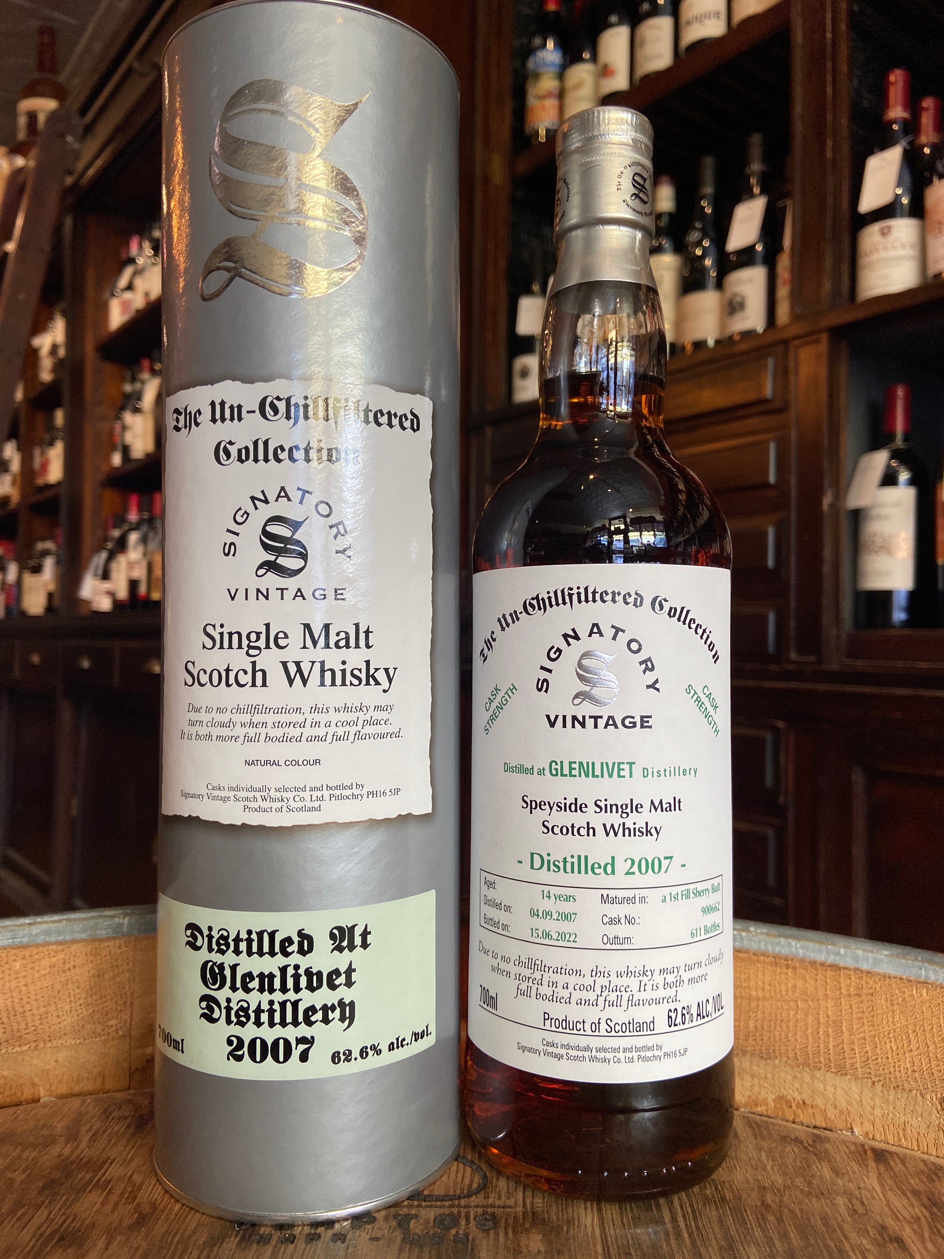 Signatory Glenlivet 14 Year (2007) Speyside Single Malt Cask Strength 1st Fill Sherry (Unchillfiltered Collection) (1 per customer)