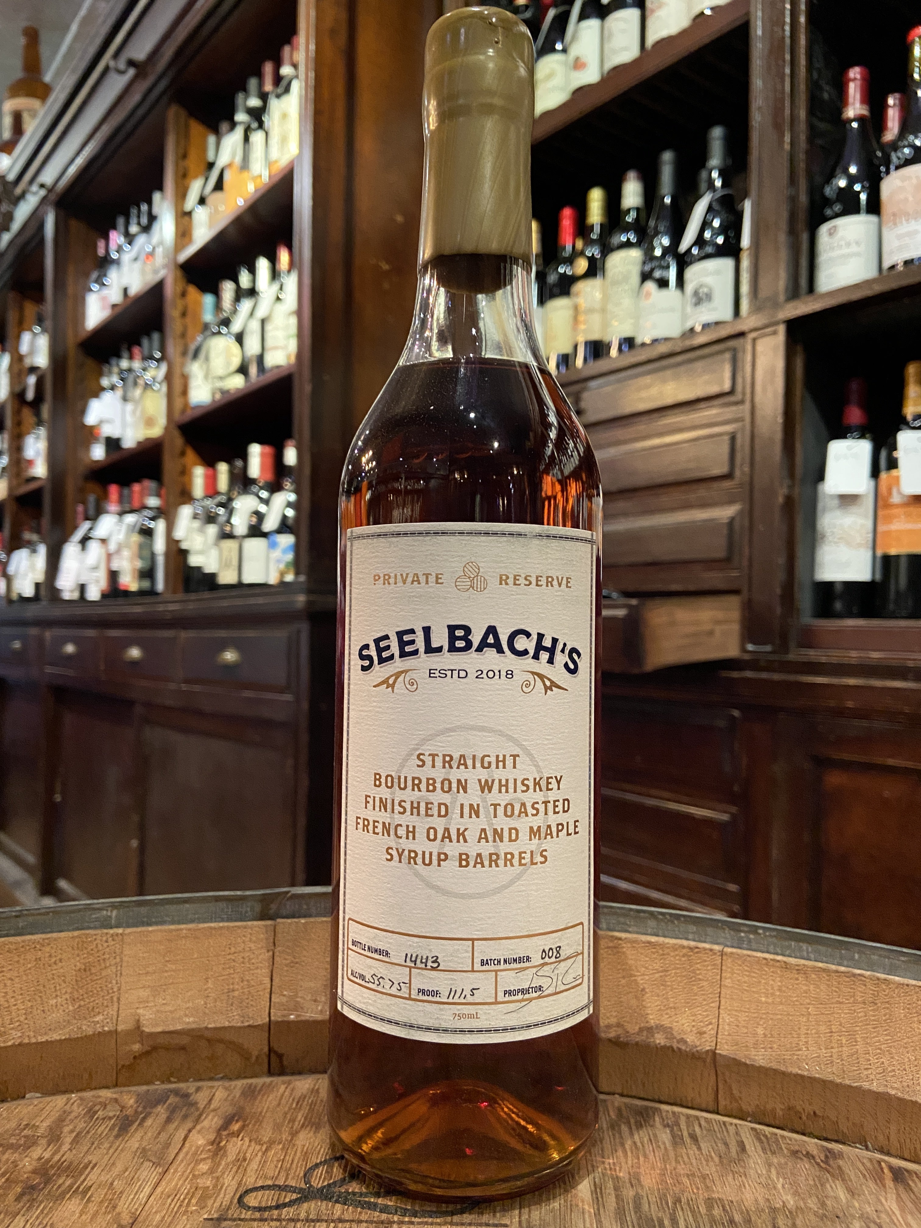 Seelbach's Private Reserve Toasted French Oak and Maple Syrup Barrel Straight Bourbon Whiskey