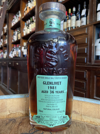 1981 Signatory Vintage 30th Anniversary Glenlivet 36 Year Old Single Malt Scotch Whisky
