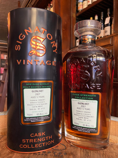 Signatory Glenlivet 12 Year (2007) Speyside Single Malt Cask Strength 1st Fill Sherry (Cask Strength Collection)