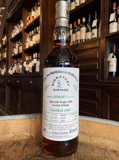 Signatory Glenlivet 14 Year (2007) Speyside Single Malt Cask Strength 1st Fill Sherry (Unchillfiltered Collection) (1 per customer)