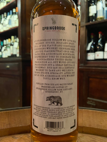 Springbrook Hollow Adirondack Straight Rye Whiskey