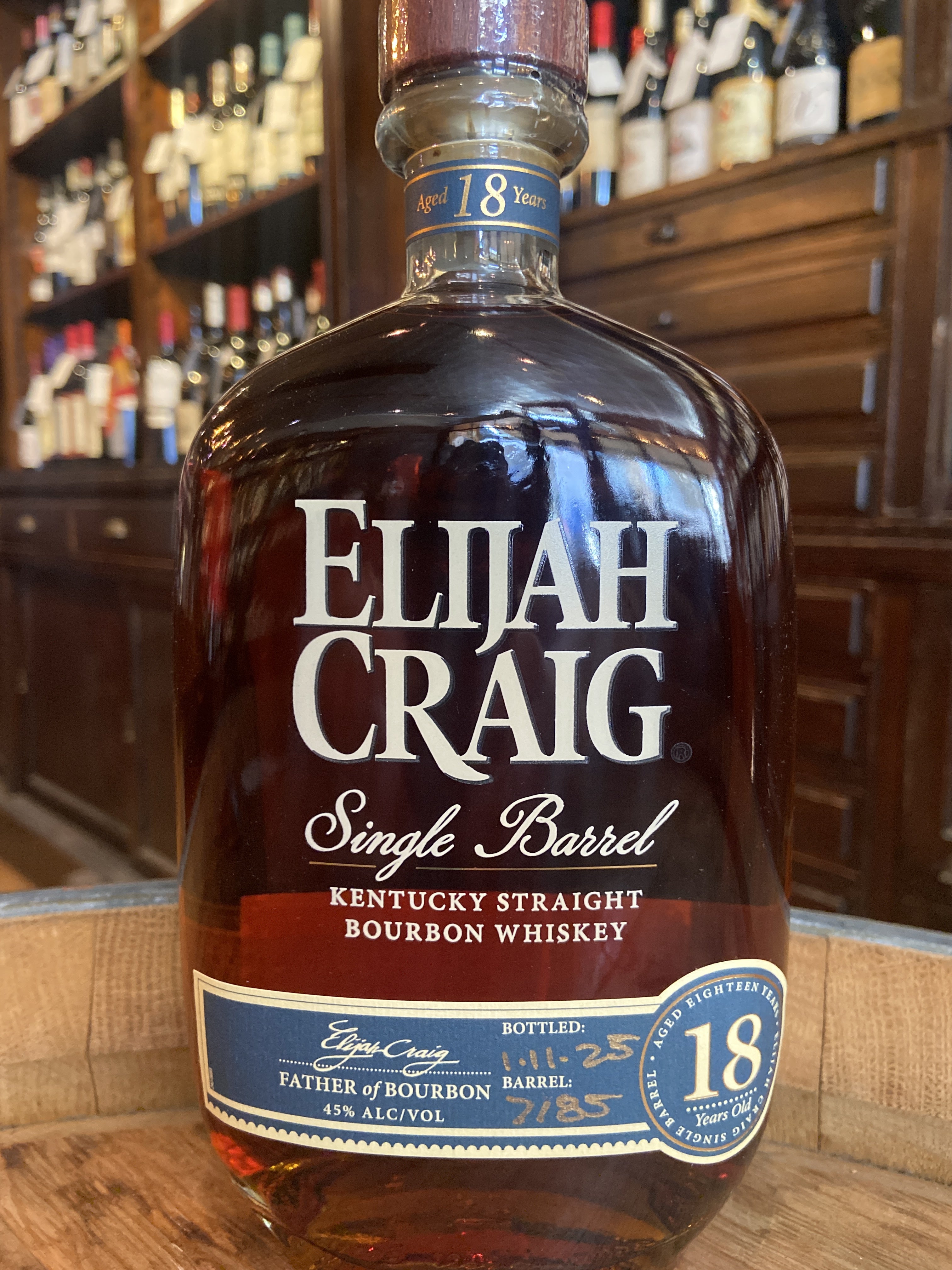 Elijah Craig 18 Year Old Single Barrel Straight Bourbon Whiskey