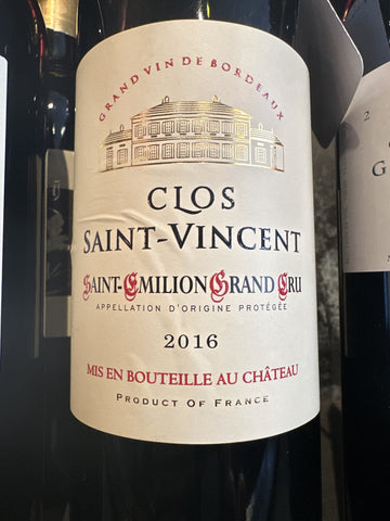 2016 Clos Saint Vincent Saint-Emilion Grand Cru