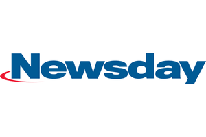 Blue-lettered and red Newsday logo